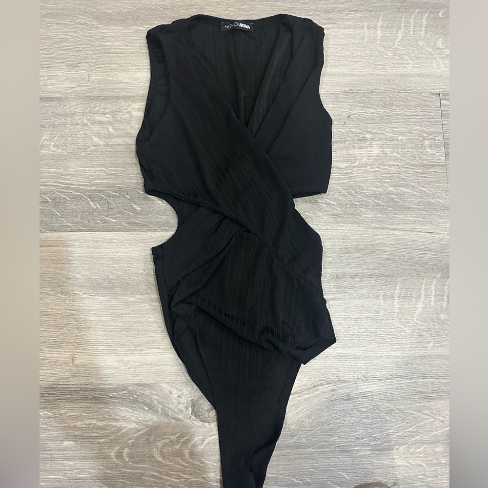 Black Tank Bodysuit with cut outs
